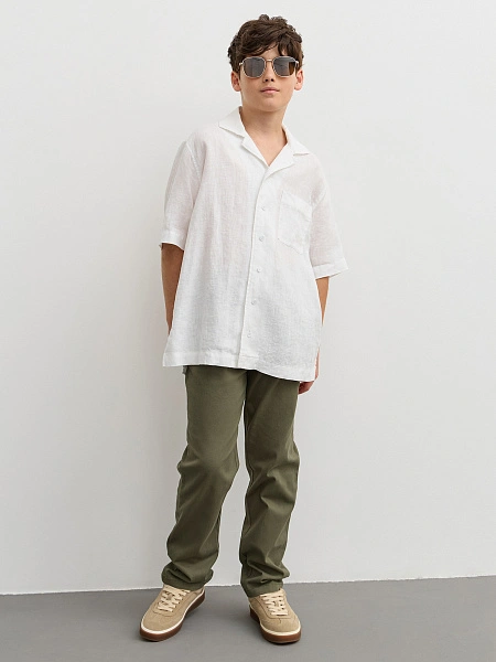 LINEN Рубашка для мальчика с коротким рукавом, цвет белый, фото 2