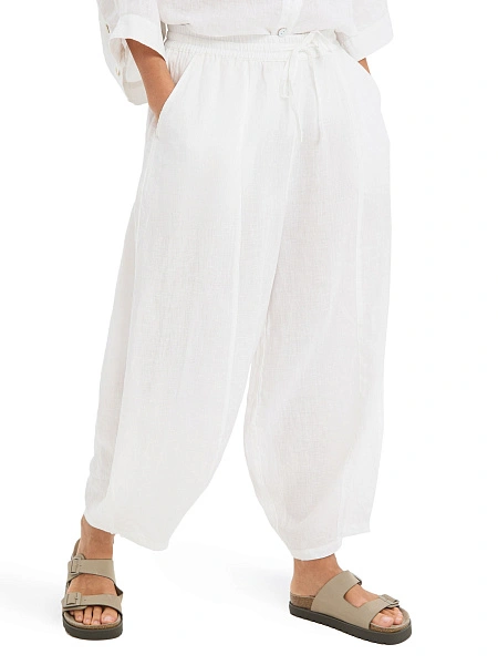 Брюки женские "baggy" серии LINEN, цвет белый, фото 2