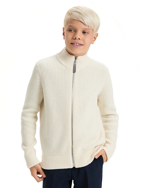 Кардиган шерстяной на молнии для мальчиков-подростков, цвет молочный, фото 1