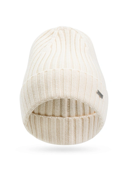 Шерстяная шапка  с отворотом, цвет белый, фото 3