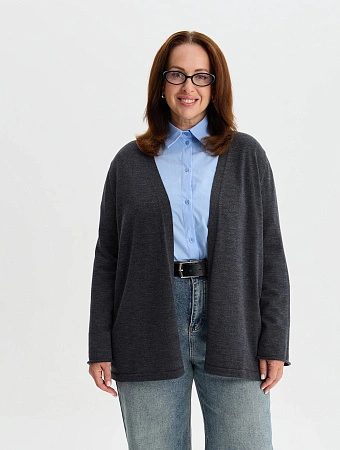 Merino Base Кардиган женский plus size, цвет антрацит, фото 1