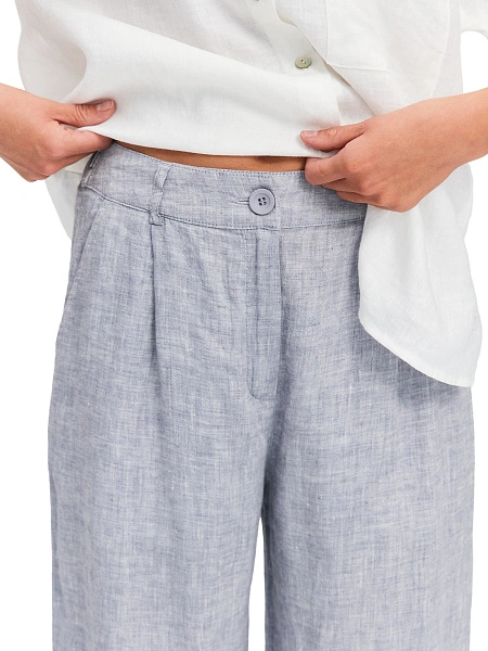 LINEN Брюки женские прямые, цвет серый меланж, фото 6