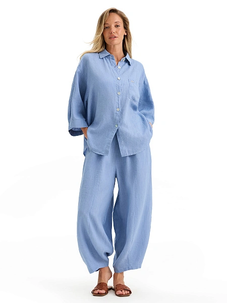 Рубашка женская серии LINEN, цвет голубой пепельный, фото 5