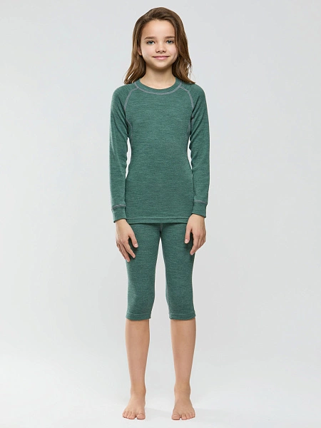 Комплект термобелья для девочек серии SPORT WOOL, цвет зеленый, фото 3