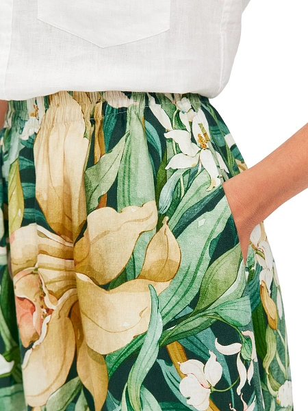 Юбка LINEN из умягченного льна, цвет паттерн tropical flowers, фото 3