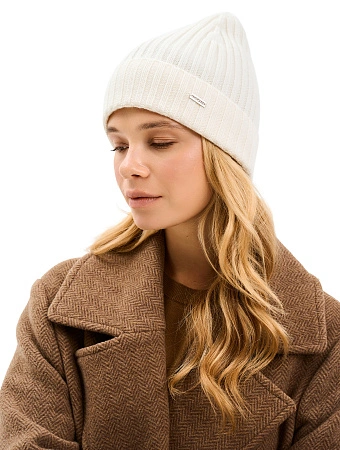 Шерстяная шапка  с отворотом, цвет белый, фото 1
