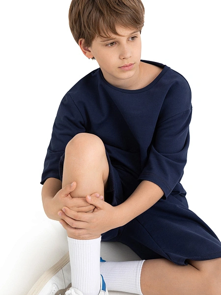 Футболка детская для мальчиков серии Cotton, цвет темно-синий, фото 5