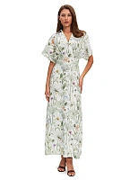 LINEN Платье женское Паттерн Flowers