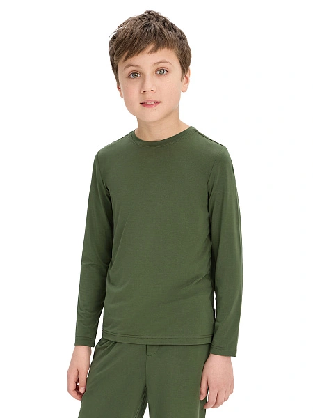 Лонгслив серии Bamboo для мальчика, цвет олива, фото 1
