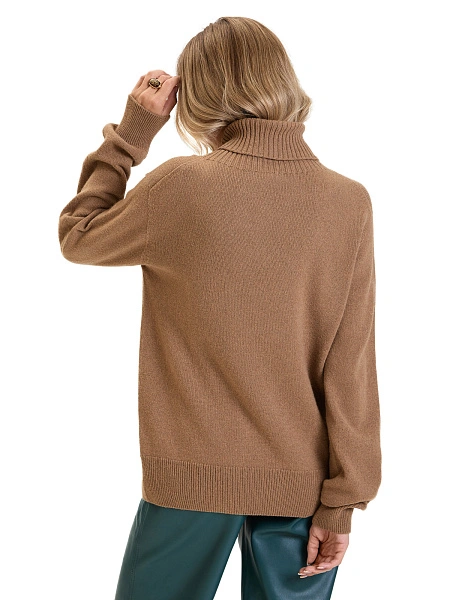Свитер женский Cashmere&Merino blend oversize, цвет светло-коричневый, фото 4