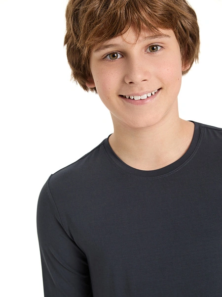 Лонгслив Bamboo для мальчика-подростка, цвет темно-серый, фото 3