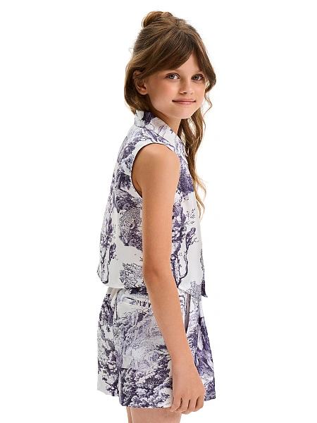 Шорты SILK для девочки с карманом, цвет принт светлый toile de jouy, фото 6