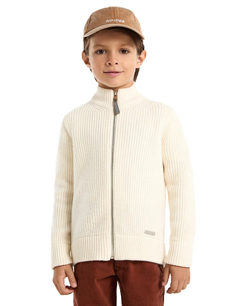 Кардиган шерстяной на молнии для мальчика, цвет молочный, фото 1
