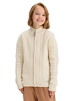 Кардиган на молнии Super Fine Merino Wool подростковый для девочек Белый
