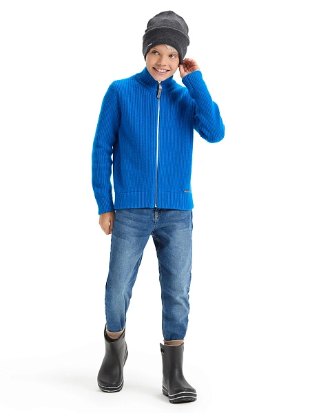 Кардиган шерстяной на молнии для мальчиков-подростков, цвет синий, фото 2