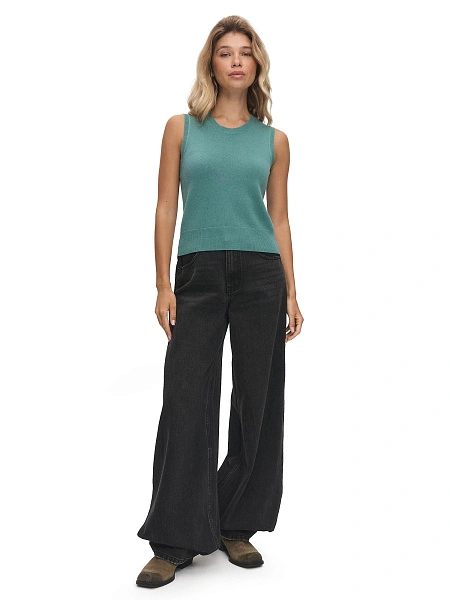 Топ трикотажный, цвет пыльно серо-зеленый, фото 6