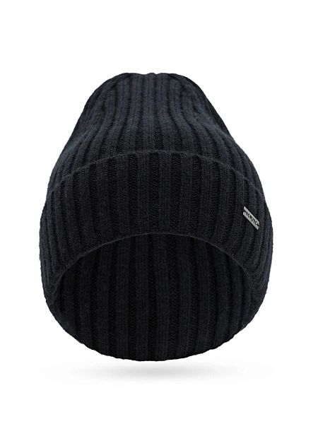 Шерстяная шапка  с отворотом, цвет черный, фото 3