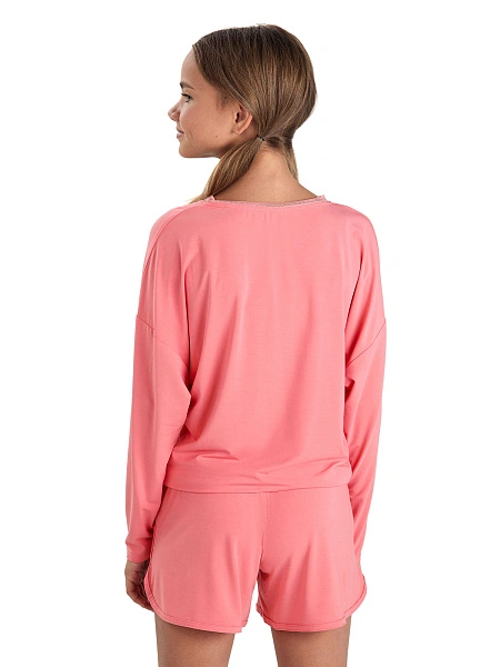 Лонгслив Bamboo для девочки-подростка, цвет коралловый, фото 2
