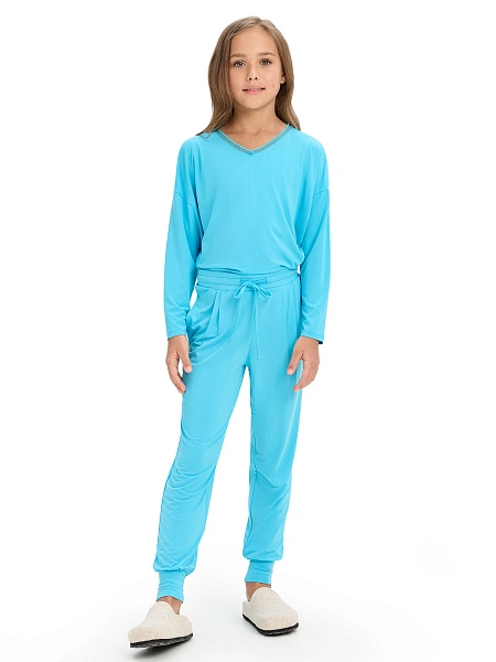 Джоггеры Bamboo для девочки, цвет бирюзовый, фото 4