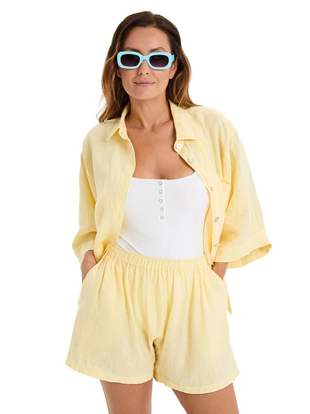 Шорты женские серии LINEN, цвет бледно-желтый, фото 5