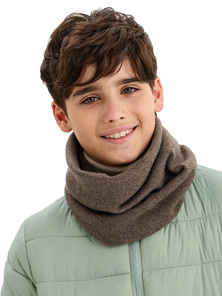 Теплый снуд из шерсти мериносов, цвет светло-коричневый, фото 1