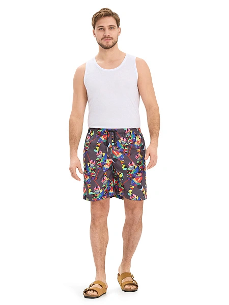 Swimwear Шорты мужские, цвет антрацит паттерн хоккей, фото 1