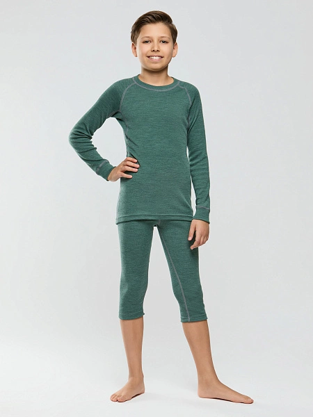 Комплект термобелья для мальчиков серии SPORT WOOL, цвет зеленый, фото 3