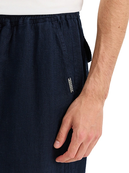 Брюки из 100% льна для мужчин, цвет темно-синий, фото 5