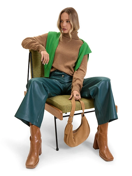 Свитер женский Cashmere&Merino blend oversize, цвет светло-коричневый, фото 6