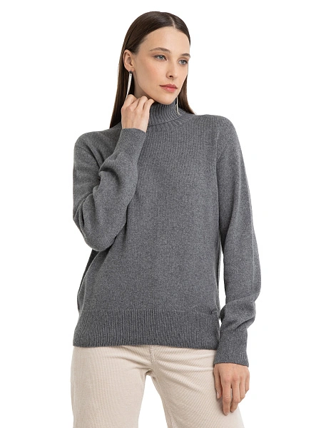 Свитер женский Cashmere&Merino blend oversize, цвет серый меланж, фото 1