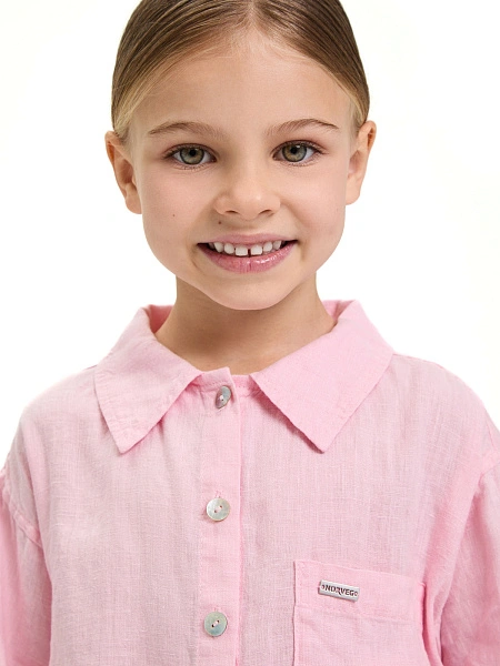 Рубашка для девочки серии LINEN, цвет нежно-розовый, фото 3