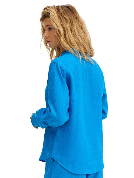 LINEN Рубашка женская slim, цвет лазурный, фото 2