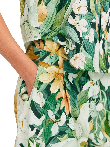 LINEN Брюки женские прямые, цвет паттерн tropical flowers, фото 5