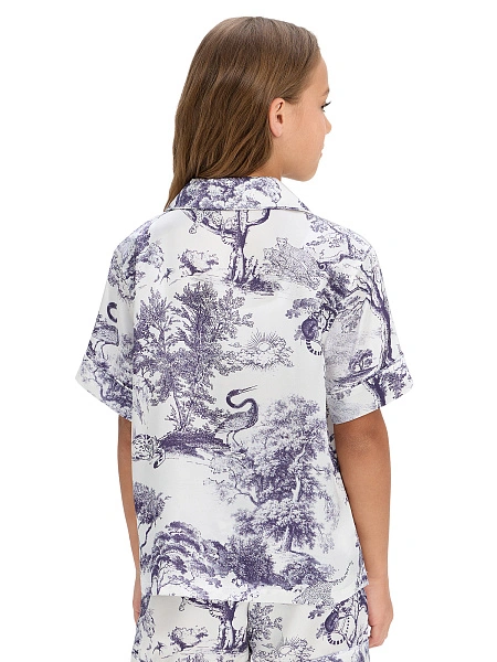 Пижама для девочки SILK (жакет+шорты), цвет принт светлый toile de jouy, фото 2