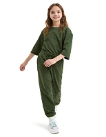 Брюки-джоггеры детские для девочек серии Cotton Олива