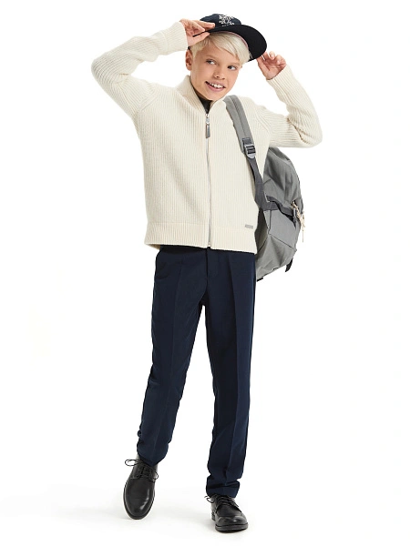 Кардиган шерстяной на молнии для мальчиков-подростков, цвет молочный, фото 2