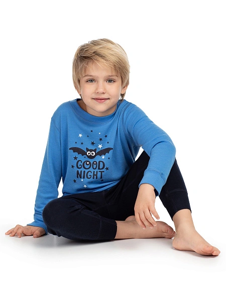 Пижама для мальчика-подростков из шерсти мериносов, цвет голубой, фото 1