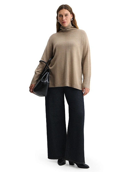 Merino Base Свитер женский, цвет бежевый меланж, фото 4