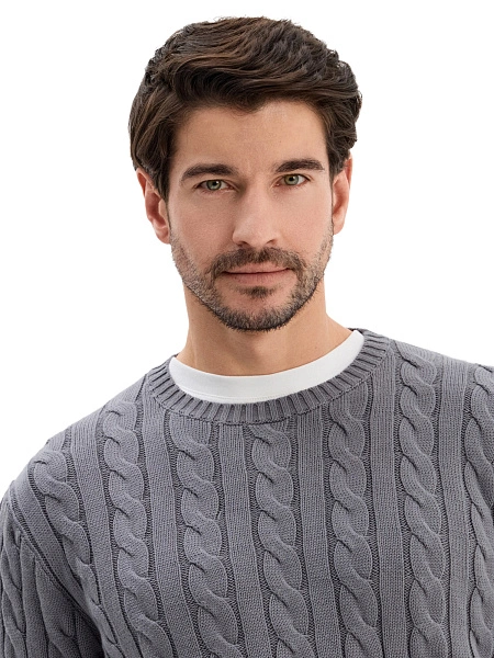 Джемпер Cotton мужской "косы", цвет графитовый, фото 3