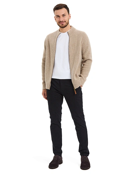 Кардиган мужской на молнии Merino Knitted, цвет бежевый меланж, фото 5