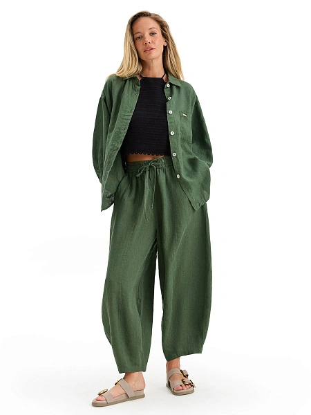 Брюки женские "baggy" серии LINEN, цвет олива, фото 5