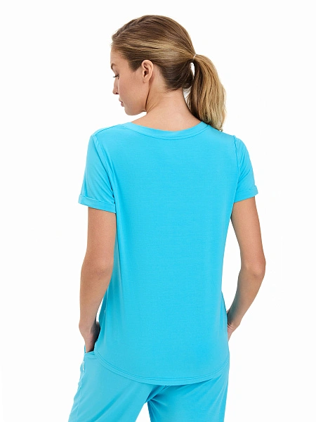 Футболка женская с V-вырезом серии Bamboo, цвет бирюзовый, фото 2