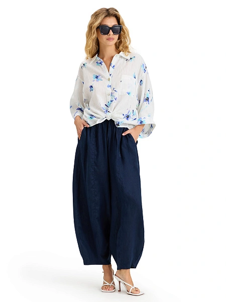 Рубашка женская c широкими рукавами серии LINEN, цвет паттерн flowers, фото 6