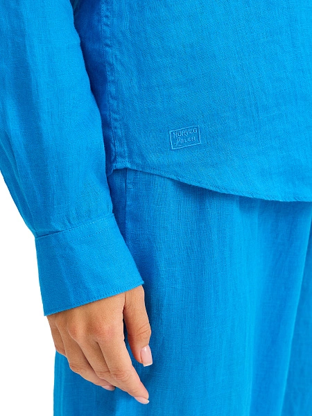 LINEN Рубашка женская slim, цвет лазурный, фото 4