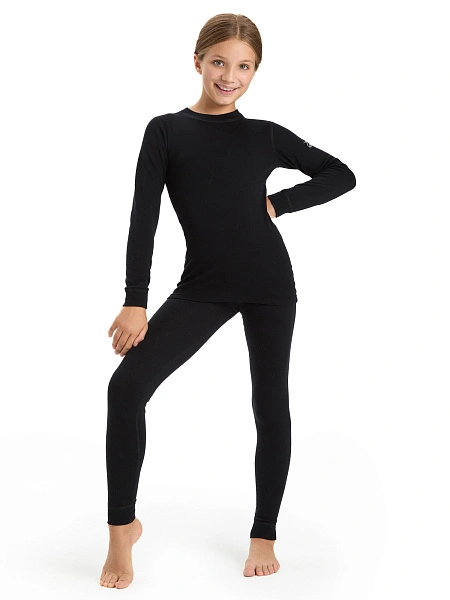 Термофутболка для девочек-подростков серии SOFT. Знак Woolmark, цвет черный, фото 2