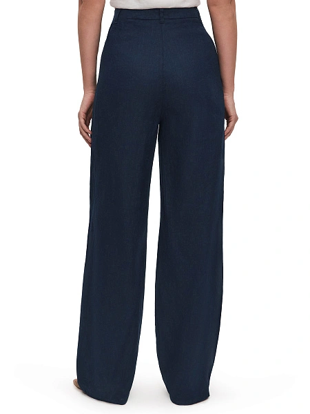 LINEN Брюки женские прямые, цвет темно-синий, фото 4