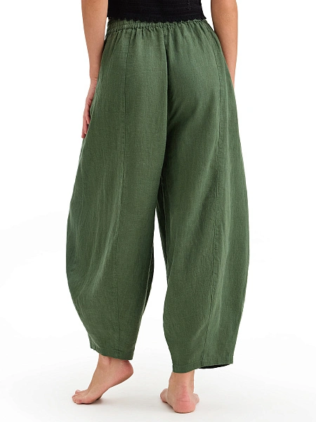 Брюки женские "baggy" серии LINEN, цвет олива, фото 3