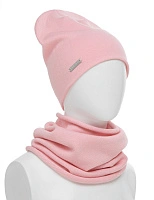 Комплект шапка и снуд из 100% шерсти мериносов Розовый