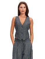 Элегантный льняной жилет LINEN Серый-белая полоска