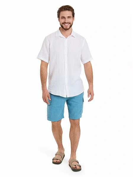Рубашка мужская серии LINEN с коротким рукавом, цвет белый, фото 2